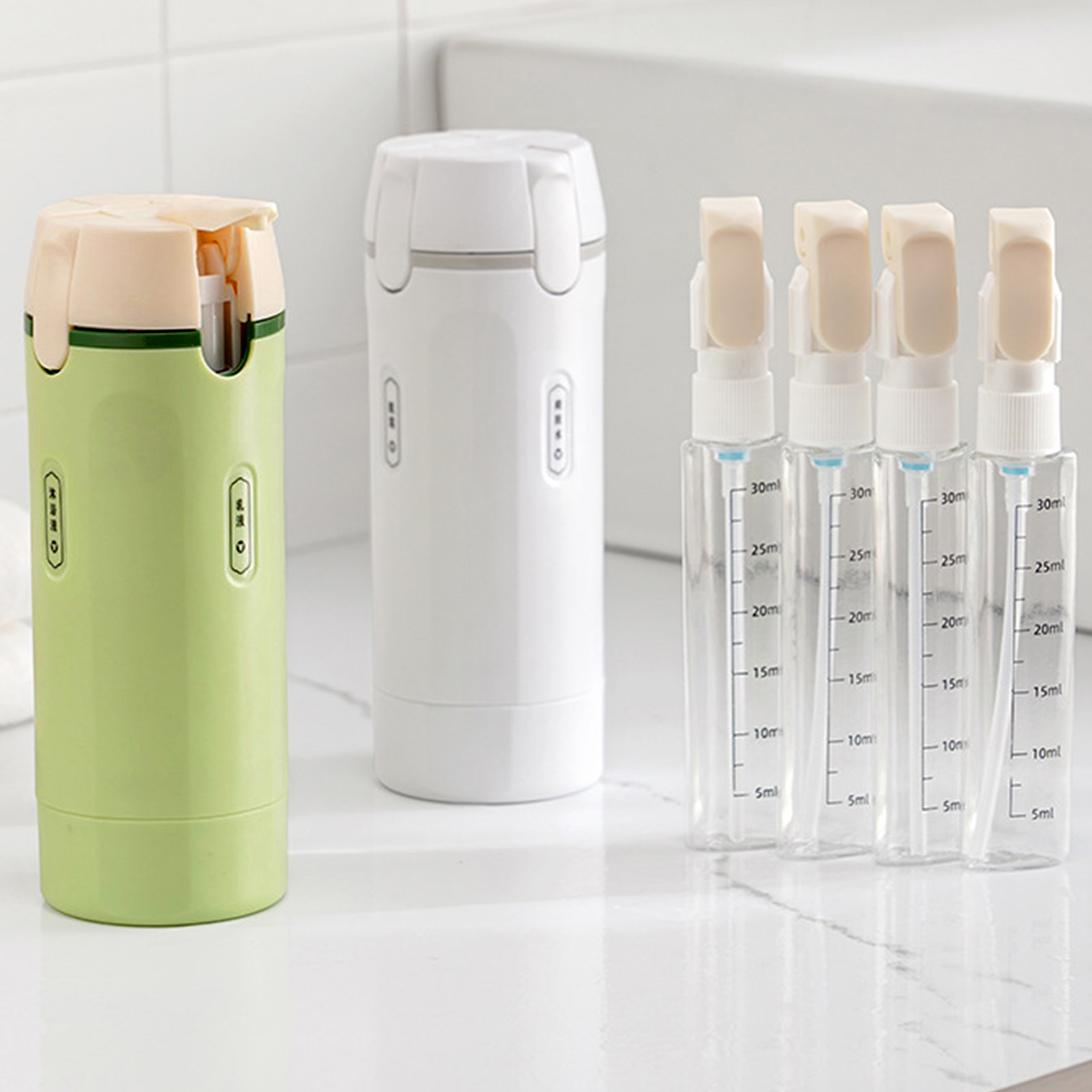 Gel Refill Pack - 4-in-1 Reisvloeistofdispenser Gesplitst flessensysteem Shampoo Lotion