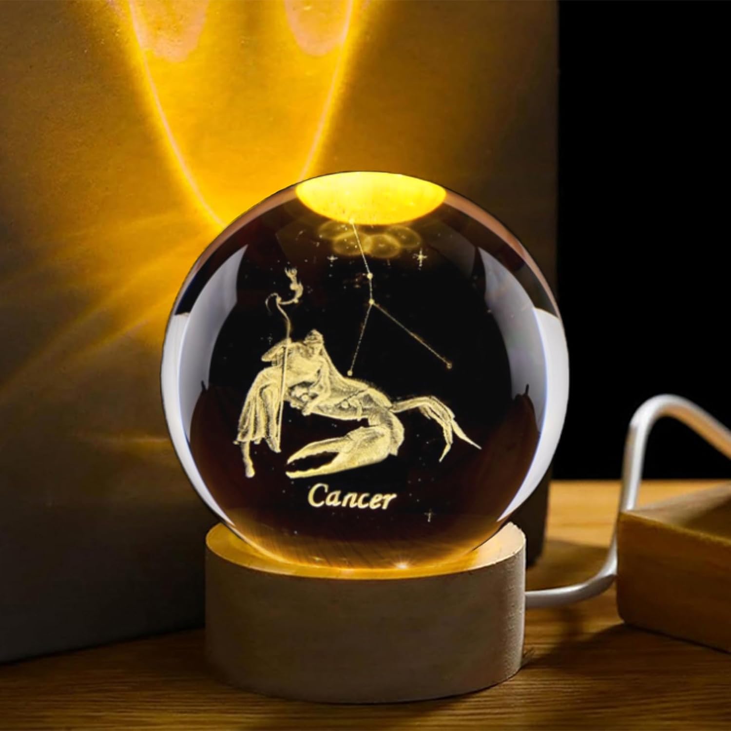 Paper Weight Crystal - 3D Kreeft Sterrenbeeld Kristallen Bol met